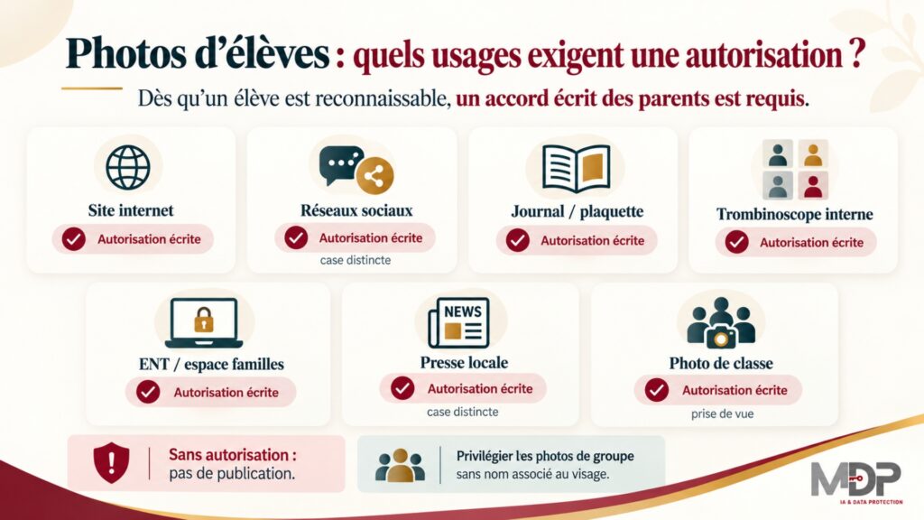 Droit à l'image des élèves : autorisation pour site internet, réseaux sociaux, ENT et photo de classe