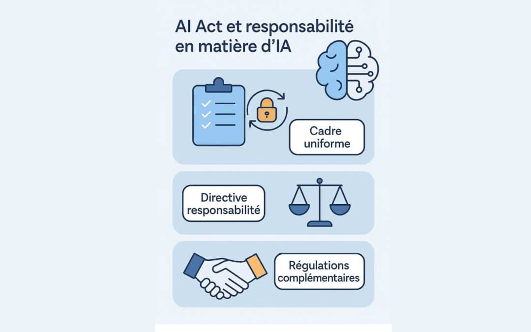 Illustration des régulations européennes encadrant l’intelligence artificielle : AI Act et responsabilité