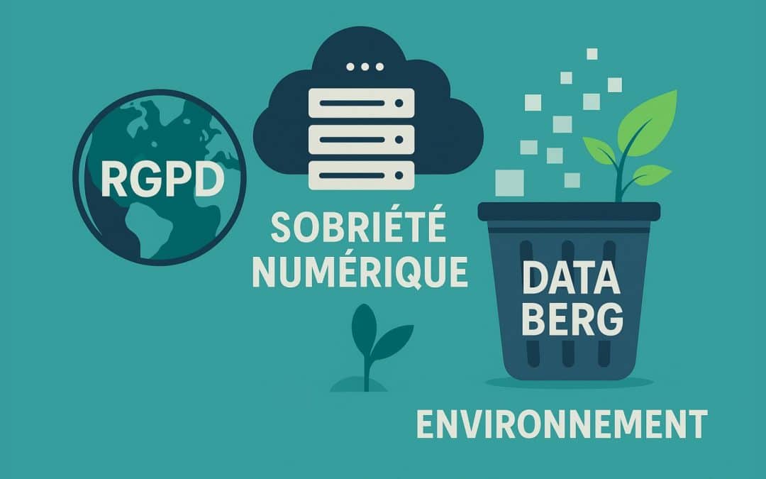 Illustration des liens entre RGPD, sobriété numérique, Data Berg et environnement