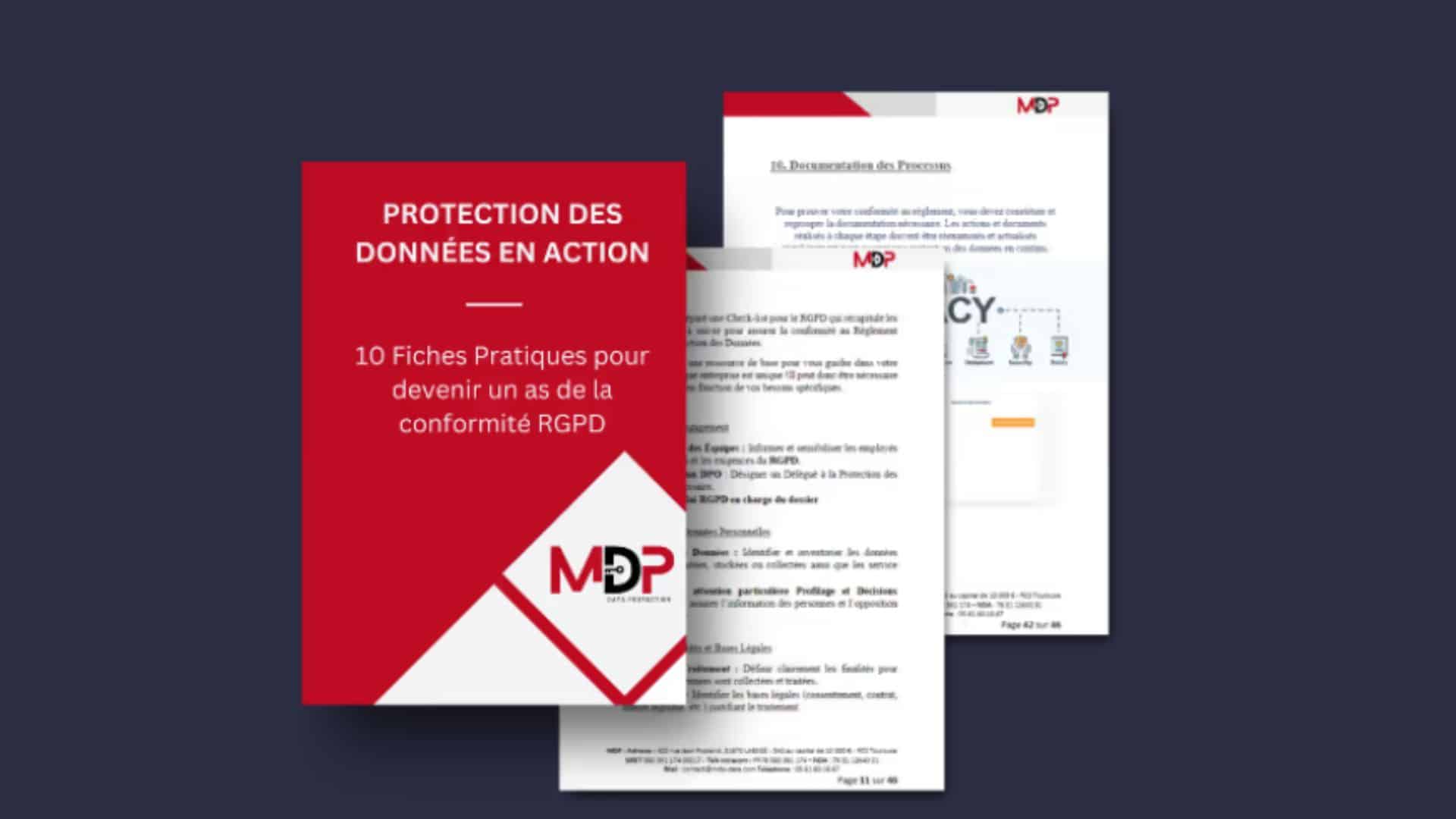 Couverture du livre blanc RGPD avec fiches pratiques MDP Data Protection.