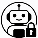 Pictogramme d’un robot IA avec un cadenas représentant la cybersécurité