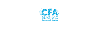 Logo du CFA Blagnac Commerce & Services en bleu avec bulles