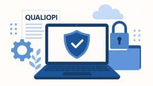 llustration professionnelle représentant la sécurité des données dans le cadre de la certification Qualiopi pour les organismes de formation.