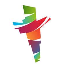 Logo officiel coloré du diocèse de Créteil avec une croix stylisée multicolore