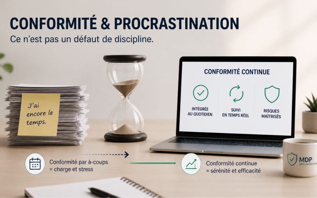 Illustration de la procrastination en conformit&eacute; avec une transition vers une gestion continue et organis&eacute;e des obligations