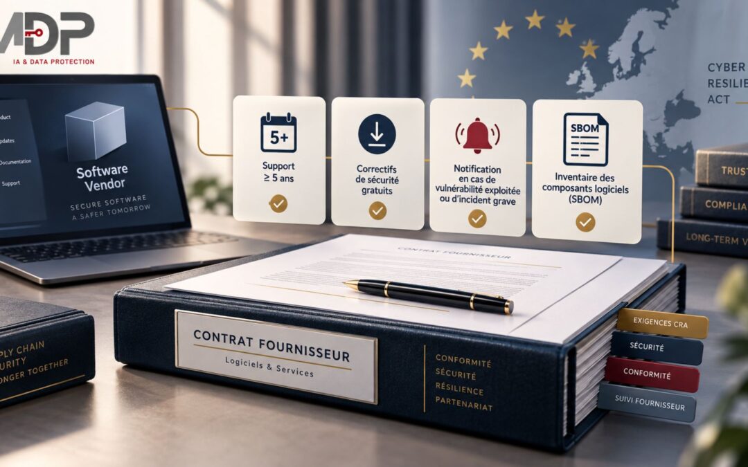 Illustration des exigences fournisseurs Cyber Resilience Act dans les contrats logiciels et la relation fournisseur