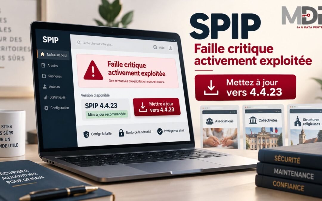 Faille SPIP critique activement exploitée nécessitant une mise à jour vers la version 4.4.23