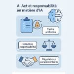 Illustration des régulations européennes encadrant l’intelligence artificielle : AI Act et responsabilité