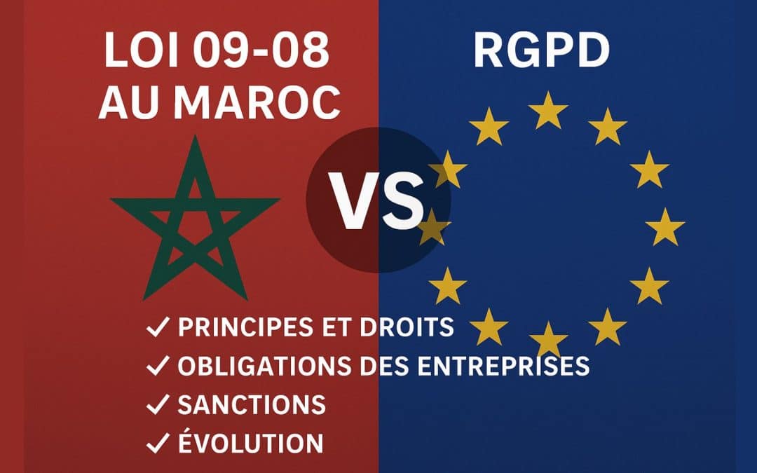Comparatif visuel entre la loi 09-08 marocaine et le RGPD européen