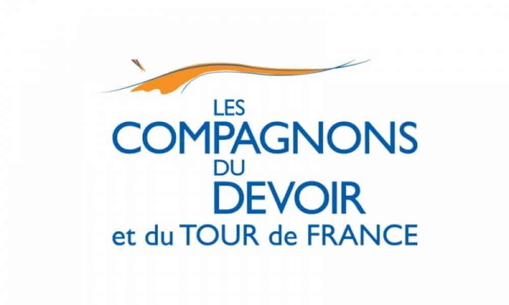 Logo des Compagnons du Devoir et du Tour de France en bleu et orange