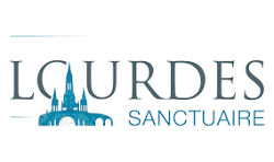 Logo officiel du Sanctuaire Notre-Dame de Lourdes avec silhouette de la basilique
