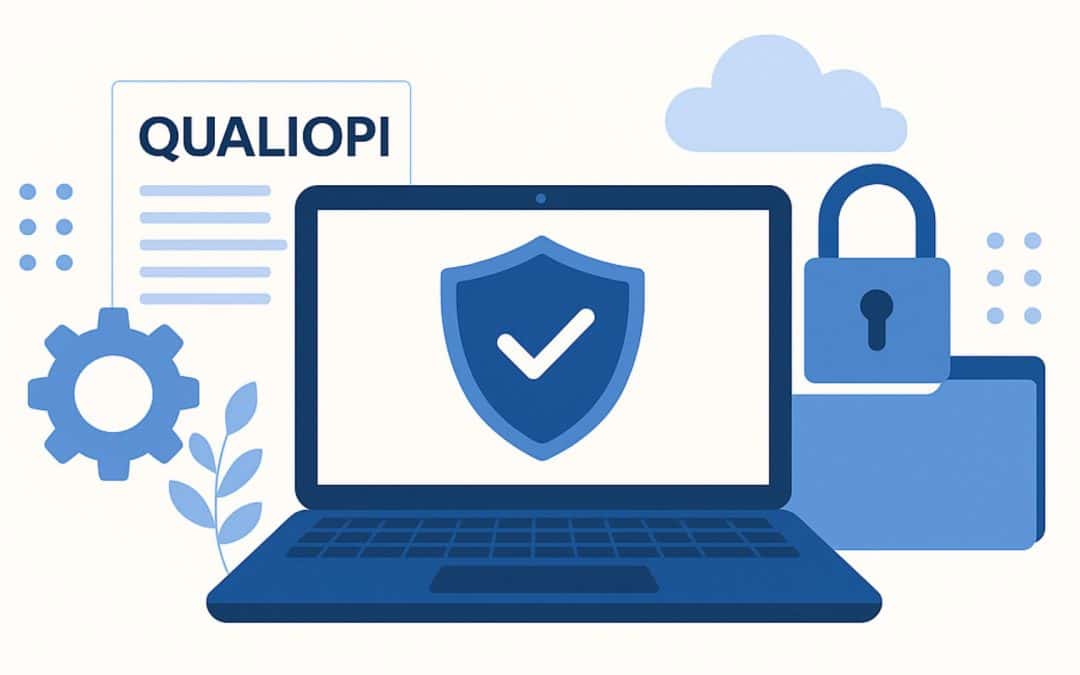 llustration professionnelle représentant la sécurité des données dans le cadre de la certification Qualiopi pour les organismes de formation.