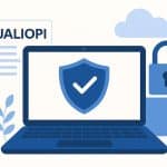 llustration professionnelle représentant la sécurité des données dans le cadre de la certification Qualiopi pour les organismes de formation.